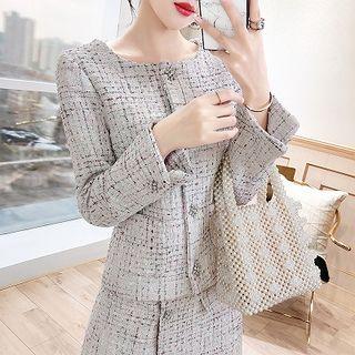 Set: Tweed Button Jacket + A-line Skirt