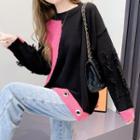 Long Sleeve Color Panel Sweater