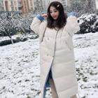 Long Double-breasted Hooded Padded Coat