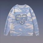 Lettering Marble Print Sweater