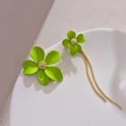 Flower Asymmetrical Alloy Earring 1 Pair - C114-1 - Green - One Size