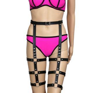 Layered Faux Leather One Piece Belt Garter