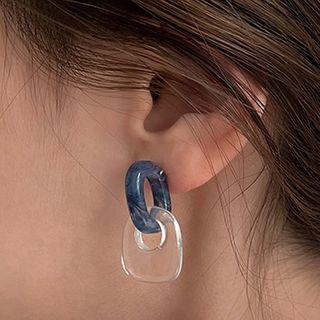 Acrylic Dangle Earring 1 Pair - Silver Stud - Blue - One Size