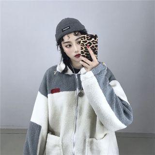 Couple Matching Faux Shearling Zip Jacket As Shown In Figure - One Size