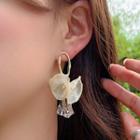 Floral Earring 1 Pair - Gold & Off-white & Transparent - One Size