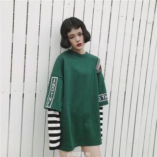 Cut Out Mock Two-piece Long Pullover