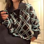 Loose-fit Argyle Polo Sweater