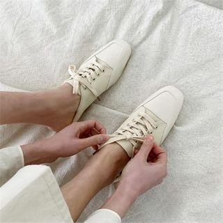 Pleather-panel Foldable Sneakers