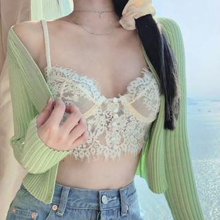 Cropped Lace Camisole / Cardigan
