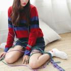 Striped Loose-fit Round-neck Sweater