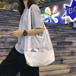 Fishnet Paneled Tote Bag