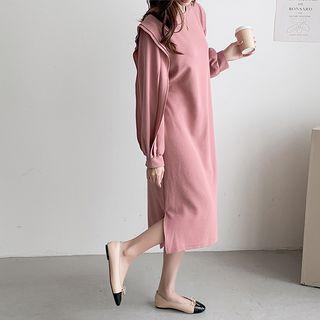 Layered-sleeve Slit-side Dress