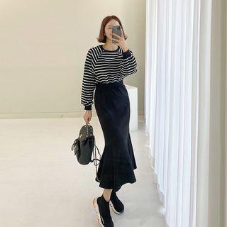 Mock Two-piece Striped Long Dress