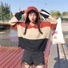 Striped Chunky Knit Sweater With Hood