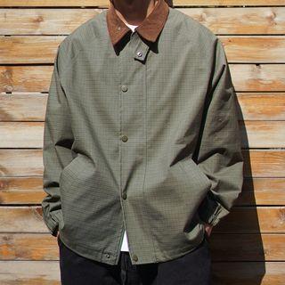 Plaid Snap Button Cargo Jacket