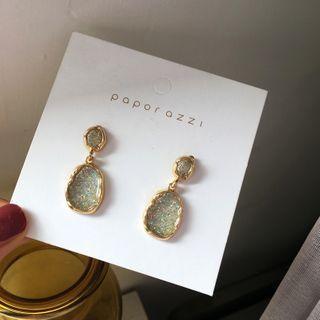 Resin Dangle Earring 1 Pair - Earrings - Gold & White - One Size