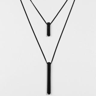 Bar Pendant Layered Necklace Black - One Size