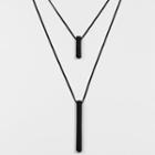 Bar Pendant Layered Necklace Black - One Size