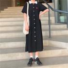 Short-sleeve Midi Polo Collared Dress