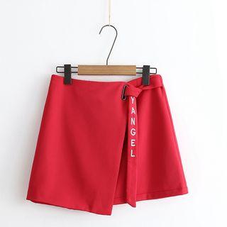 Wrapped Strapped A-line Mini Skirt
