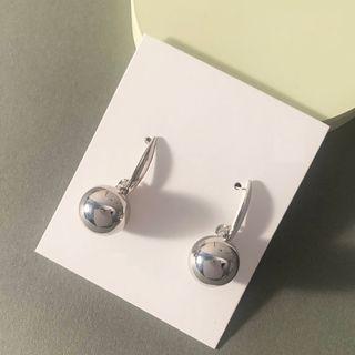 Ball Ear Stud 1 Pair - Platinum - One Size