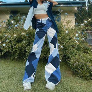Color Block High Waist Bootcut Jeans