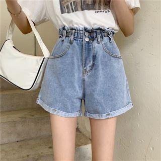 High Waist A-line Wide Denim Shorts
