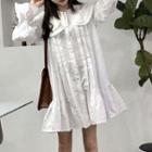 Ruffle Trim Long-sleeve Shirt Dress