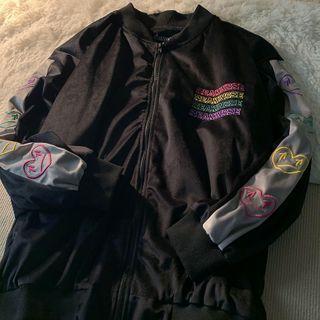 Heart Embroidered Zip-up Jacket
