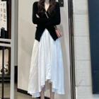 Plain Cardigan / Long-sleeve Dress / Set