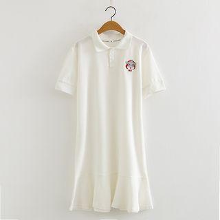Dig Embroidered Short-sleeve Polo Shirt Dress