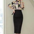 Cold Shoulder Short-sleeve Mock Two Piece Dress