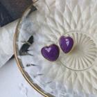 Glaze Heart Earring 1 Pair - Purple - One Size