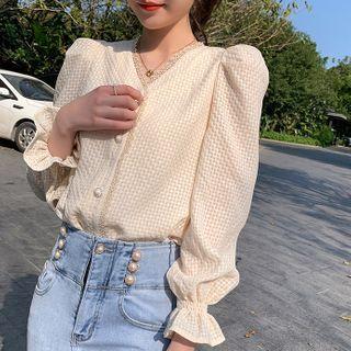 Flare-sleeve Button-up Top