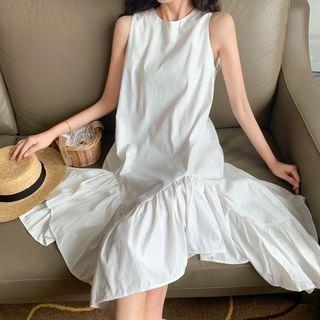 Irregular Ruffle Sleeveless Dress As Shown In Figure - One Size