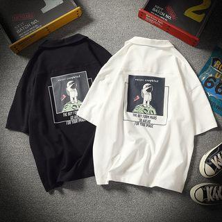 Short-sleeve Astronaut Print Polo Shirt