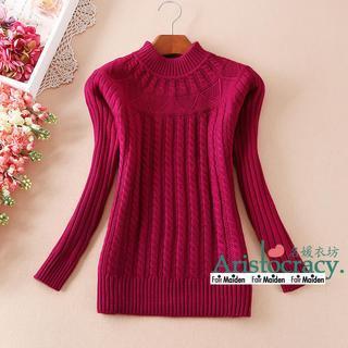 Mock-neck Cable Knit Sweater