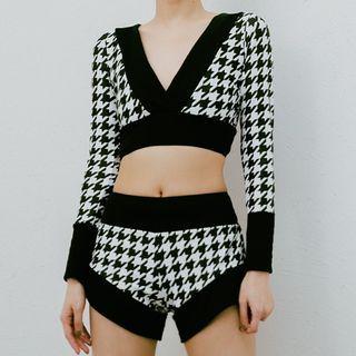 Set: Houndstooth Swim Top + Bottom