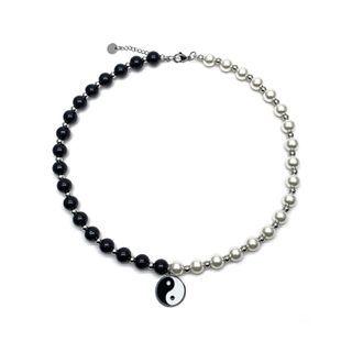 Yin And Yang Pendant Stainless Steel Necklace 1pc - Black & White - One Size