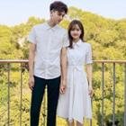 Couple Matching Short-sleeve Shirt / A-line Short-sleeve Shirtdress