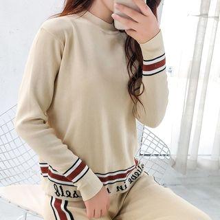 Set: Lettering Sweater + Wide-leg Pants