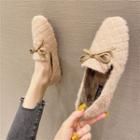 Quilted Furry Bow Flats
