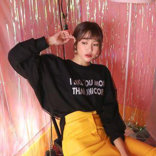 Letter Print Mesh-layered Pullover