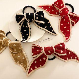 Dotted Bow Knit Hair Tie