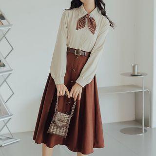 Collared Blouse / A-line Skirt / Set