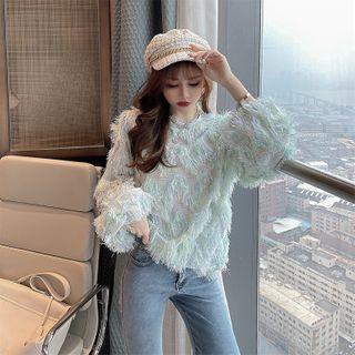 Round Neck Fringed Top
