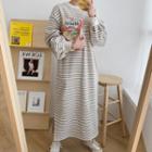 Striped Fleece-lined Maxi Pullover Dress