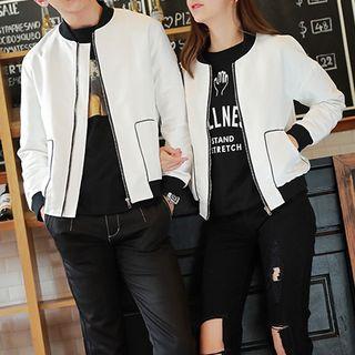 Couple Contrast Trim Jacket