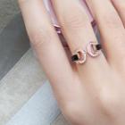 Rhinestone Open Ring Open Ring - Rose Gold - One Size