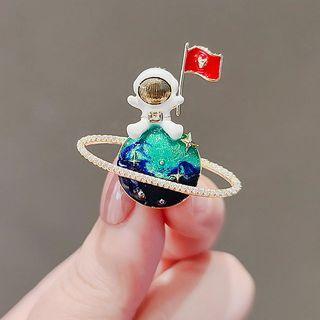 Rhinestone Planet Brooch Ly1437 - Brooch - Gold - One Size